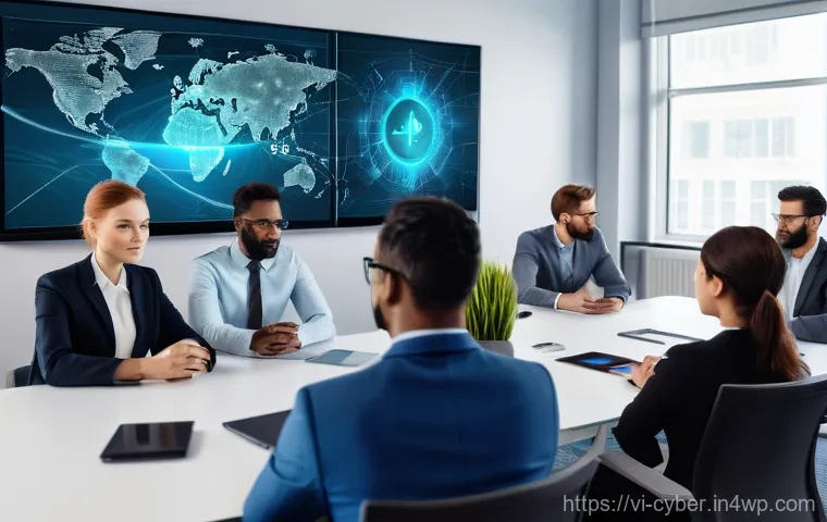 사이버 보안 규정 준수 최적화를 위한 전략 - **Cybersecurity Awareness Training: The Human Firewall**
A group of diverse professionals, men a...