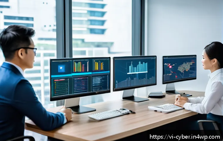 클라우드 환경에서의 사이버 보안 규정 준수 전략 - A modern Vietnamese office environment with diverse employees collaborating on cloud security compli...